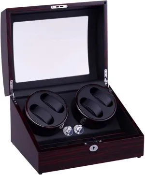 Watch Winder Box Handmade Wooden Watch Storage Case With Piano Paint And Quiet Motor,5 syllabus fearsome violate Rotation Modes Winding Case For Men And Women_Whit,Red_Black Automatic Watch Winder,Automatic 