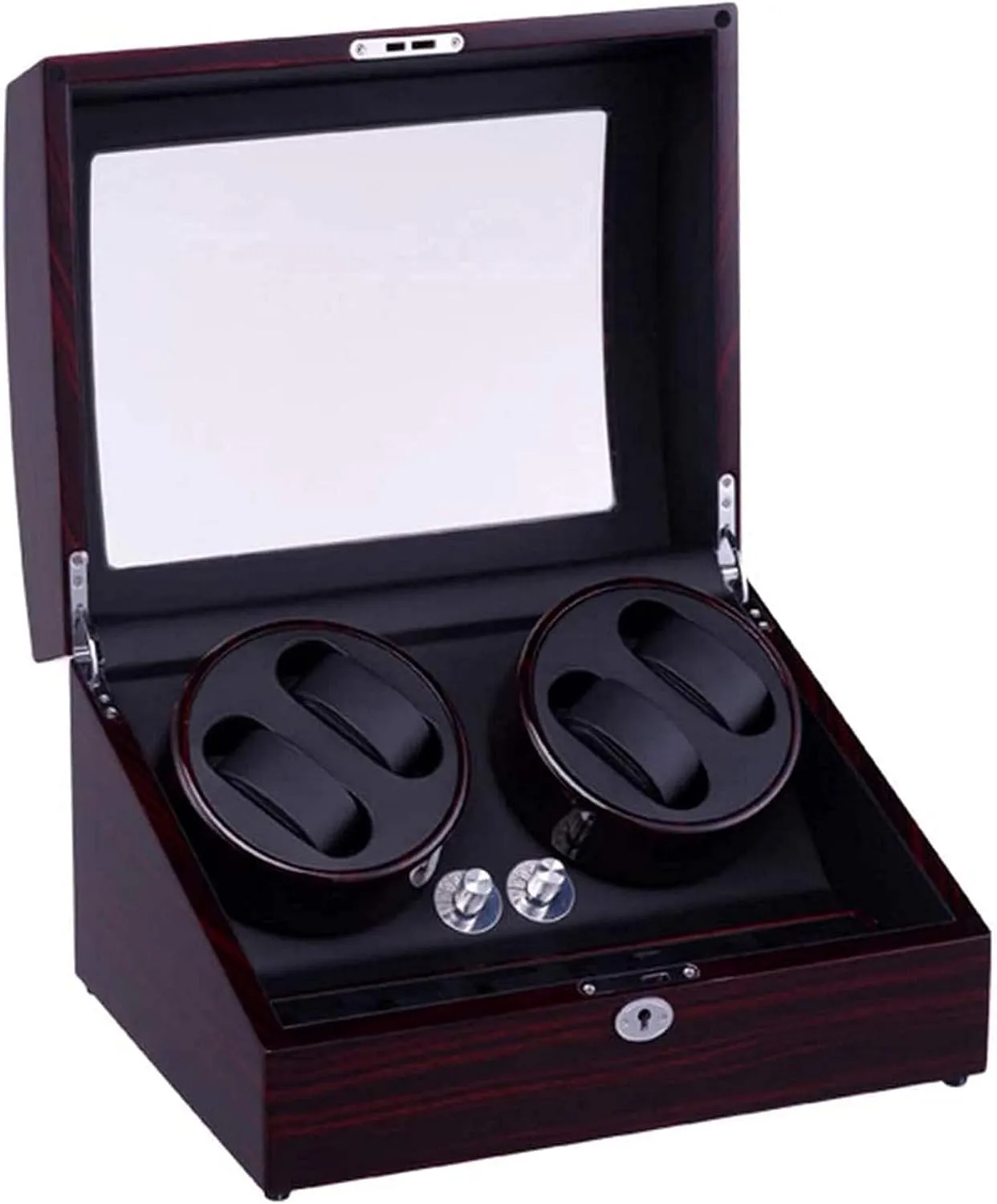 Watch Winder Box Handmade Wooden Watch Storage Case With Piano Paint And Quiet Motor,5 syllabus fearsome violate Rotation Modes Winding Case For Men And Women_Whit,Red_Black Automatic Watch Winder,Automatic 