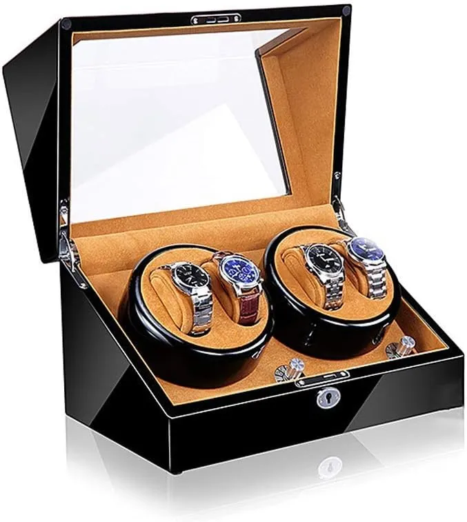 Watch Winder Storage Case astonish entrepreneur Automatic Watch Winder Box, 5 Rotation Modes with Quiet Motor, Carbon Fibre Piano Finish Wood Shell 