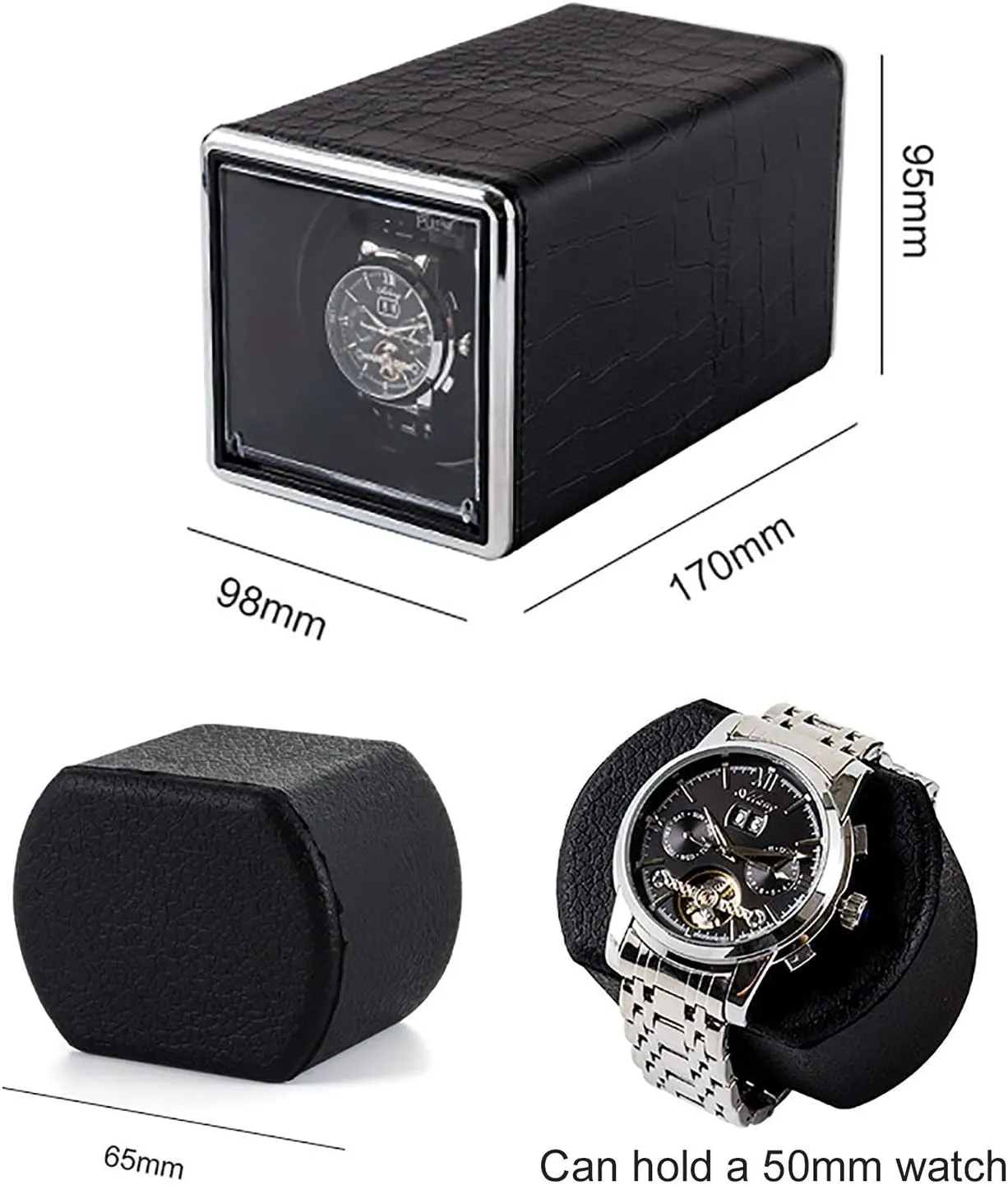 Watch Winder,Carbon Fiber Paint Watch Winders - Multicolor Mechanical Watch Automatic Winding Box Quiet Open Lid Self-Stop Single Watch Shaker detectable Watch Storage Display Case Home 