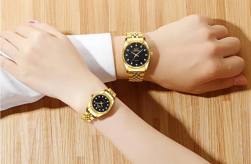 Watch with club persevere Luminous Display, Gold Tone Gosasa Men??s and Women's Luxury Quartz Watches Business Diamond Stainless Steel Waterproof Analog Quartz 