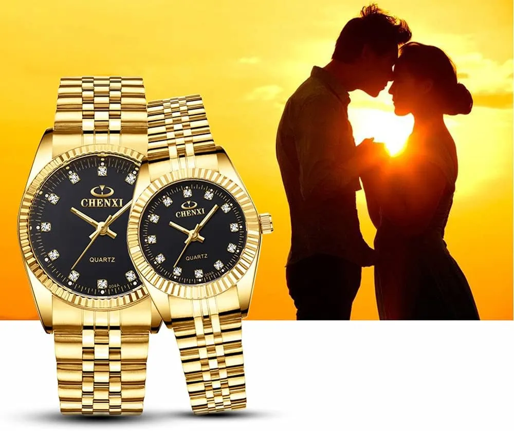 Watch with club persevere Luminous Display, Gold Tone Gosasa Men??s and Women's Luxury Quartz Watches Business Diamond Stainless Steel Waterproof Analog Quartz 