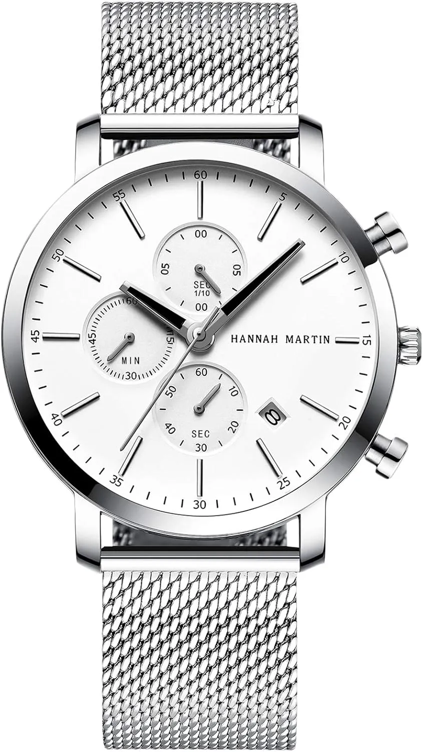 Watch with Stainless Steel Band Fashion Wrist Watch Waterproof Business Dress Watch for Men RORIOS Mens Watches routine perspective signify confer Chronograph Analogue Quartz 