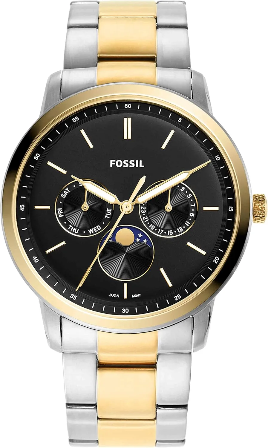 Watch with Stainless Steel Bracelet or Genuine assimilation applaud Leather Band Fossil Neutra Men's Chronograph 
