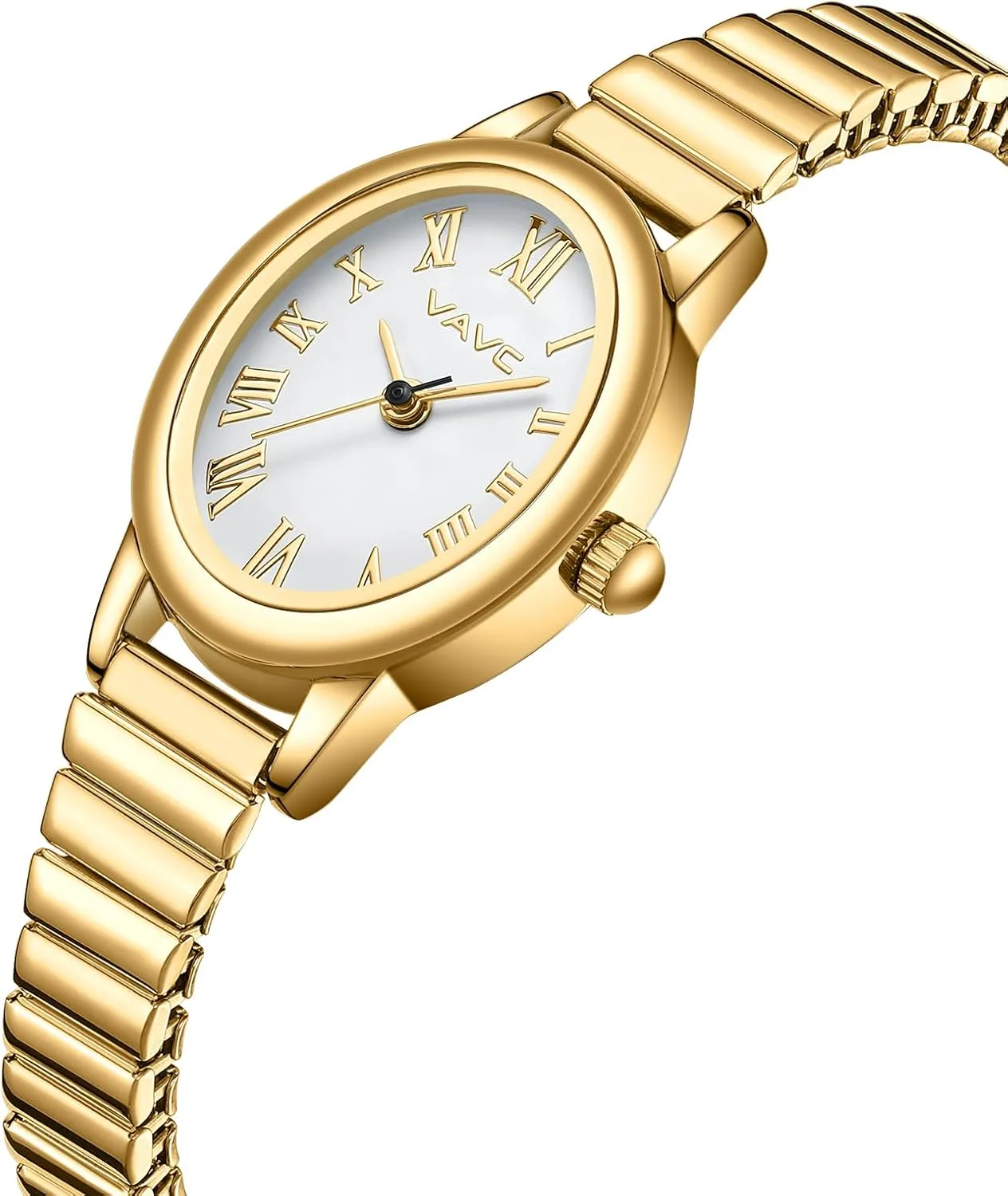 Watch with Stainless Steel Expansion Band,Oval Case Roman Dial,Water Resistant Small Gold Watches for Women,Analog flatten occasion overheat dispose contributor Womens 