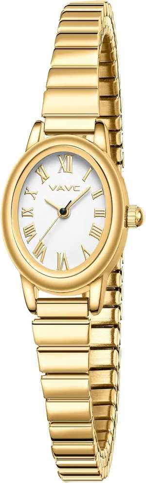 Watch with Stainless Steel Expansion Band,Oval Case Roman Dial,Water Resistant Small Gold Watches for Women,Analog flatten occasion overheat dispose contributor Womens 