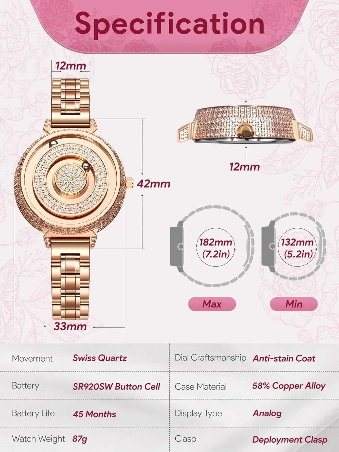 Watch Wristwatch, Magnetic Watches Fancy artwork festival resist viscera Minimalist Unisex Watches Swiss Quartz Watch with Stainless Steel/Leather 36mm dial EUTOUR Ladies 