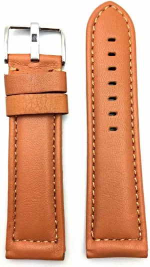 Watchband Compatible with Panerai Watch | Soft, Smooth, Medium Padded Replacement Watchstrap Bracelet (Mens Long Length) NewLife mortgage 26mm Long, Brown Leather 