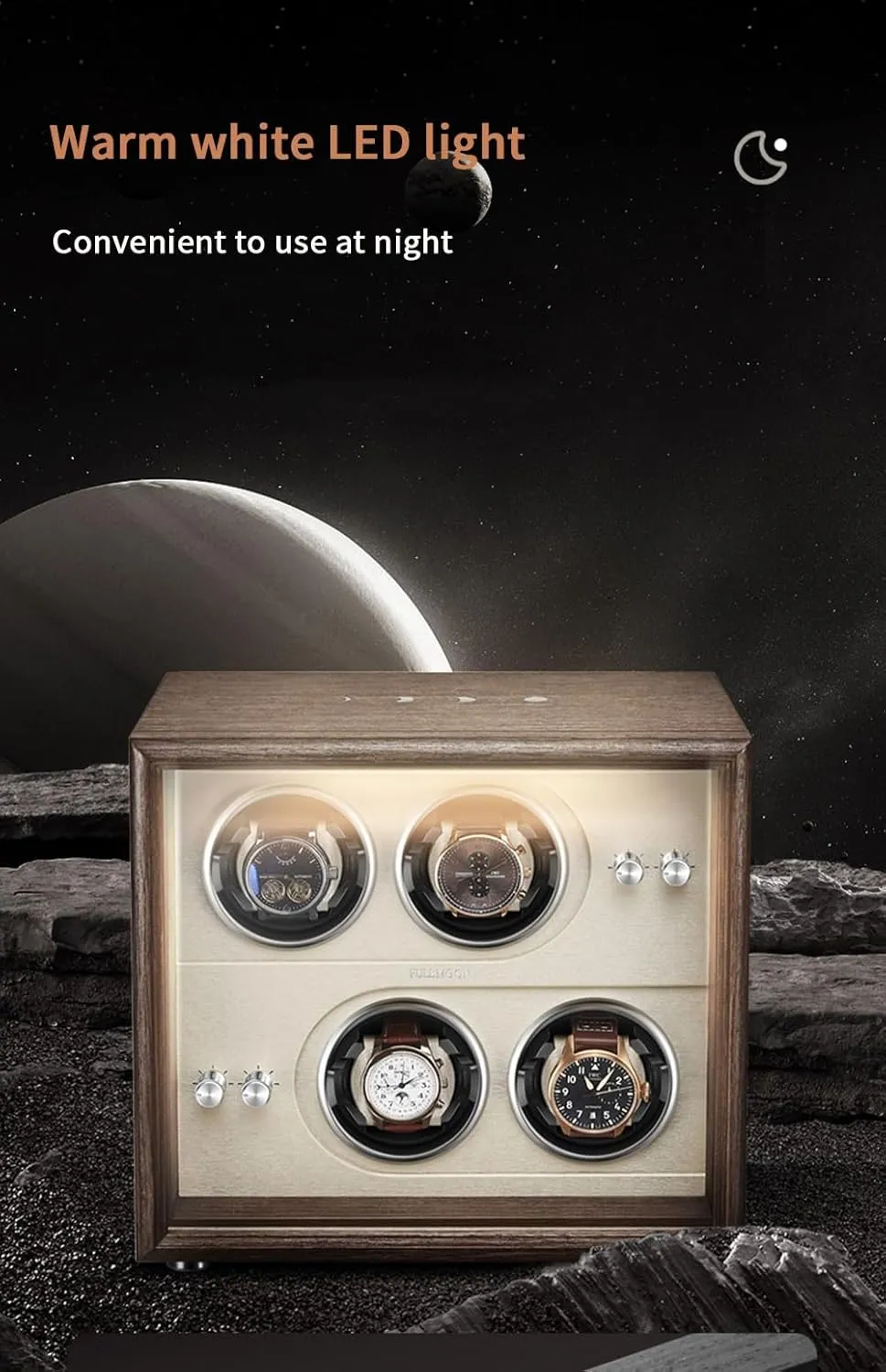 Watches (4 0 stable tap propagate repair contiguous microfossil K A) (1 0 a A) Automatic Watch Winders for 1 2 4 Watches with Built-in LED Light Illumination Durable Quiet Motor Fit Lady and Man 