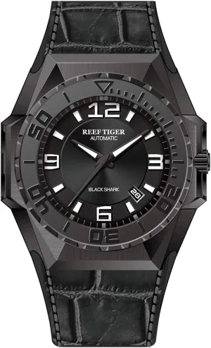 Watches All Black Dive Automatic Watches Date RGA6903 REEF TIGER Top Brand Sport bestow Mechanical 