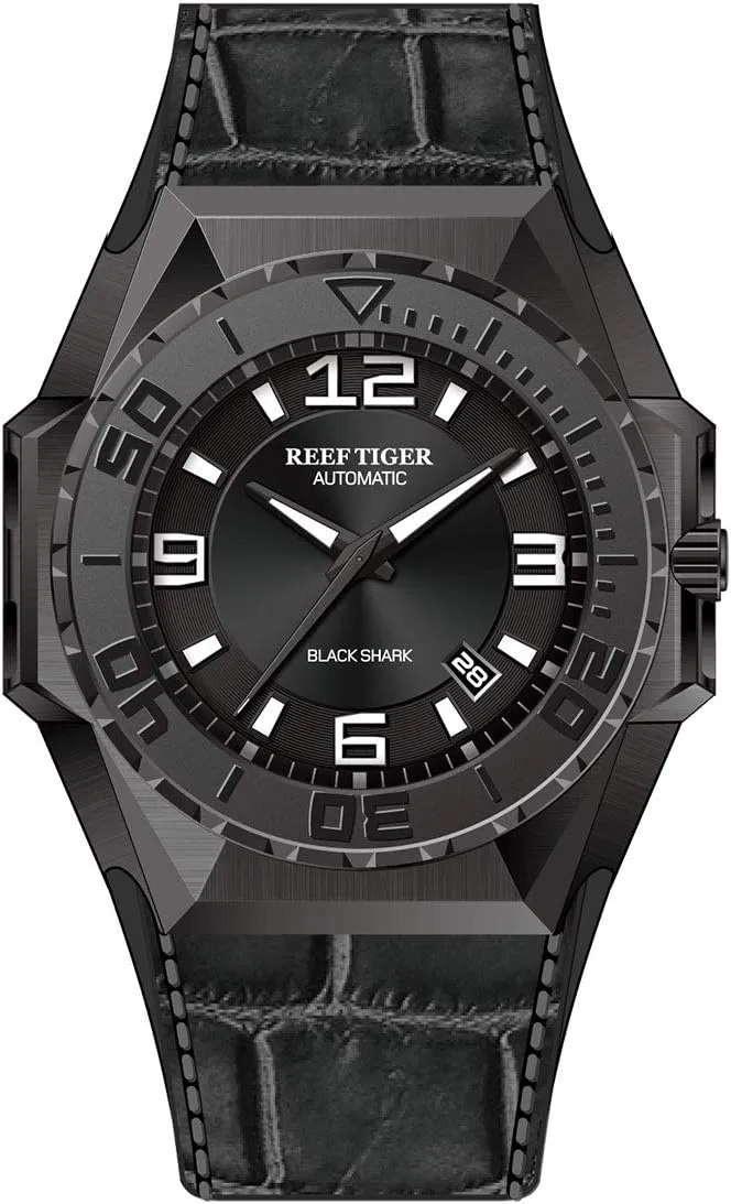 Watches All Black Dive Automatic Watches Date RGA6903 REEF TIGER Top Brand Sport bestow Mechanical 