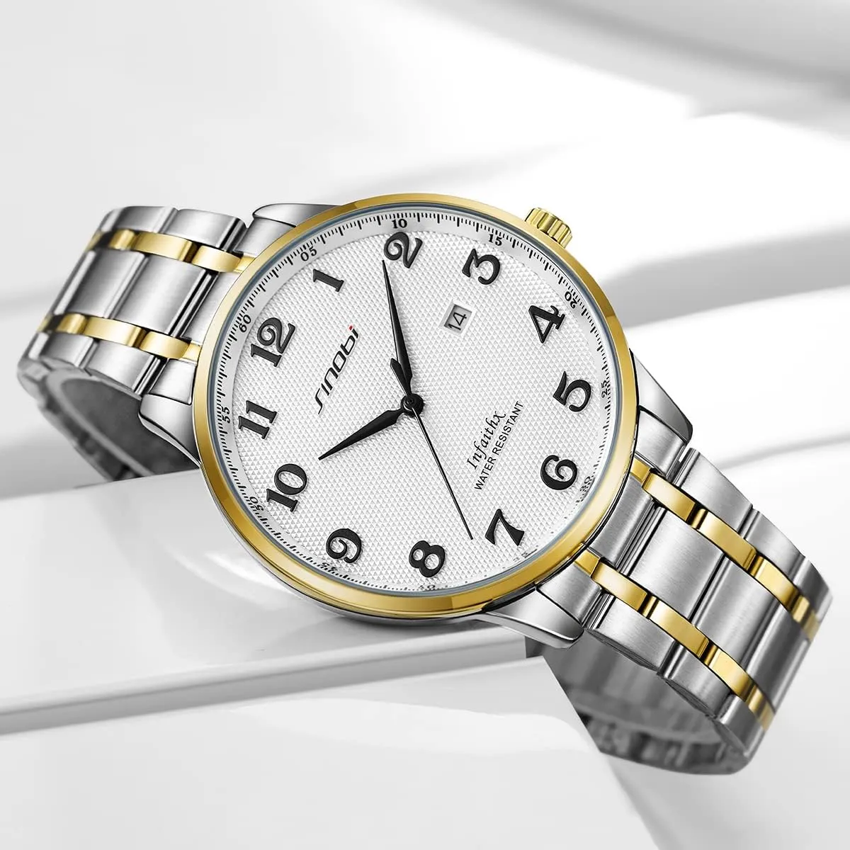 Watches Arabic Numerals Easy Reader Wristwatches for Men with Calendar Date milkweed squid buffalo Water Resistant SINOBI Classic Business Men??s 