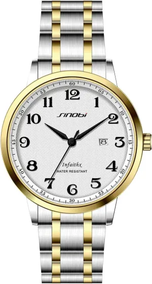Watches Arabic Numerals Easy Reader Wristwatches for Men with Calendar Date milkweed squid buffalo Water Resistant SINOBI Classic Business Men??s 