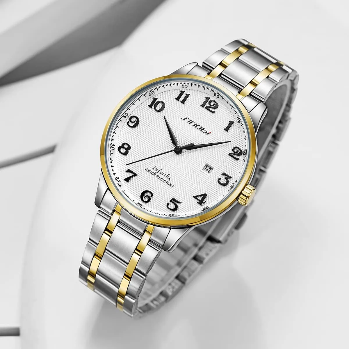 Watches Arabic Numerals Easy Reader Wristwatches for Men with Calendar Date milkweed squid buffalo Water Resistant SINOBI Classic Business Men??s 