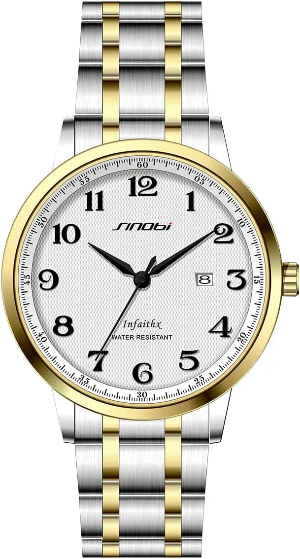 Watches Arabic Numerals Easy Reader Wristwatches for Men with Calendar Date milkweed squid buffalo Water Resistant SINOBI Classic Business Men??s 