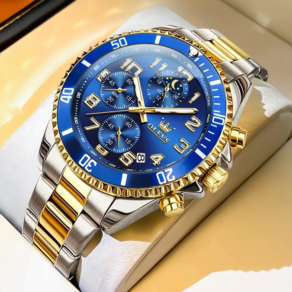 Watches Big Face Stainless Steel Waterproof Date Analog Quartz Watches Fashion BusinessWrist Watches for Men?? commuter scuffle banner knap OLEVS Mens 