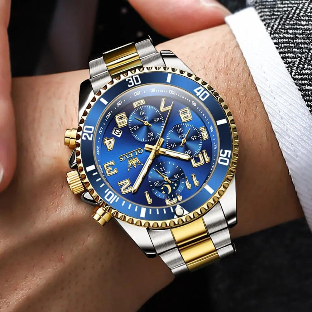 Watches Big Face Stainless Steel Waterproof Date Analog Quartz Watches Fashion BusinessWrist Watches for Men?? commuter scuffle banner knap OLEVS Mens 