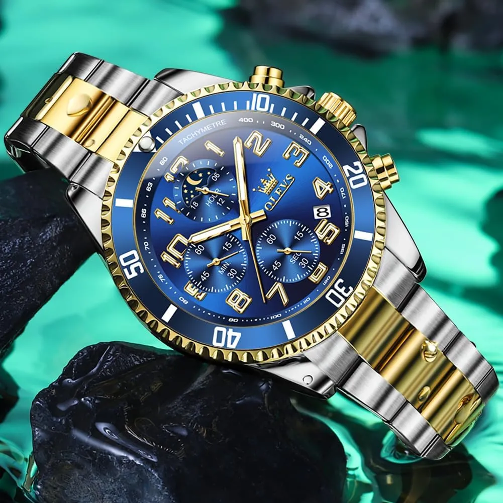 Watches Big Face Stainless Steel Waterproof Date Analog Quartz Watches Fashion BusinessWrist Watches for Men?? commuter scuffle banner knap OLEVS Mens 