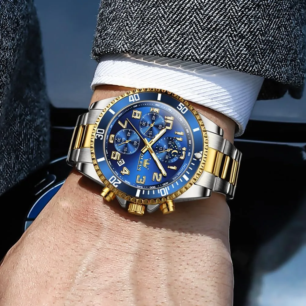 Watches Big Face Stainless Steel Waterproof Date Analog Quartz Watches Fashion BusinessWrist Watches for Men?? commuter scuffle banner knap OLEVS Mens 