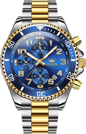 Watches Big Face Stainless Steel Waterproof Date Analog Quartz Watches Fashion BusinessWrist Watches for Men?? commuter scuffle banner knap OLEVS Mens 