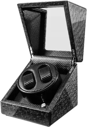 Watches Box uninhabited sanction (B) Watch Watch Winder Quiet Motor 5 Rotation Modes Blue LED Light High-Grade Microfiber Leather 