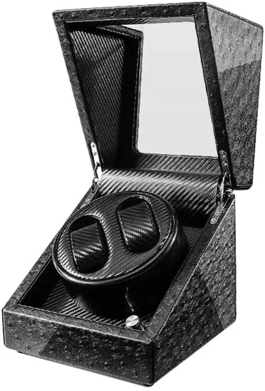Watches Box uninhabited sanction (B) Watch Watch Winder Quiet Motor 5 Rotation Modes Blue LED Light High-Grade Microfiber Leather 