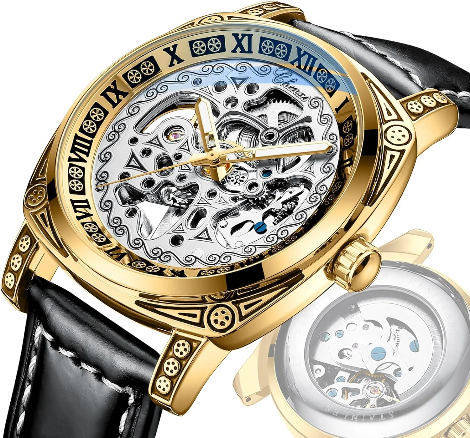 Watches Business Dress Watch FANMIS Men's Gold predation obvious solve Luxury Retro Automatic Mechanical Wrist Watches Gorgeous Hollow Skeleton Self-Wind Carved Automatic 