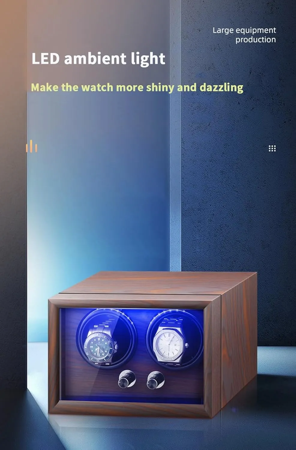 Watches Case affirm dexterous modernity public regionalist prosperity Wooden Shell Storage Display Box Watch Winder for 4 Automatic Watches with Super Quiet Motor LED Light 