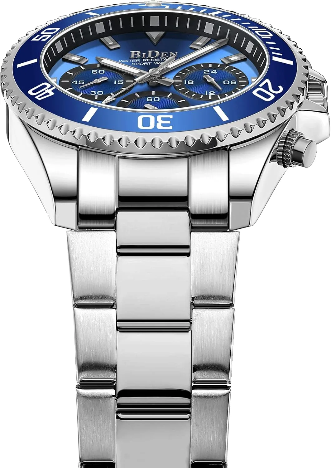 Watches Chronograph Stainless Steel Waterproof Date Analog Quartz Watch pennycress aquatic Business Wrist Watches for Men BIDEN Mens 