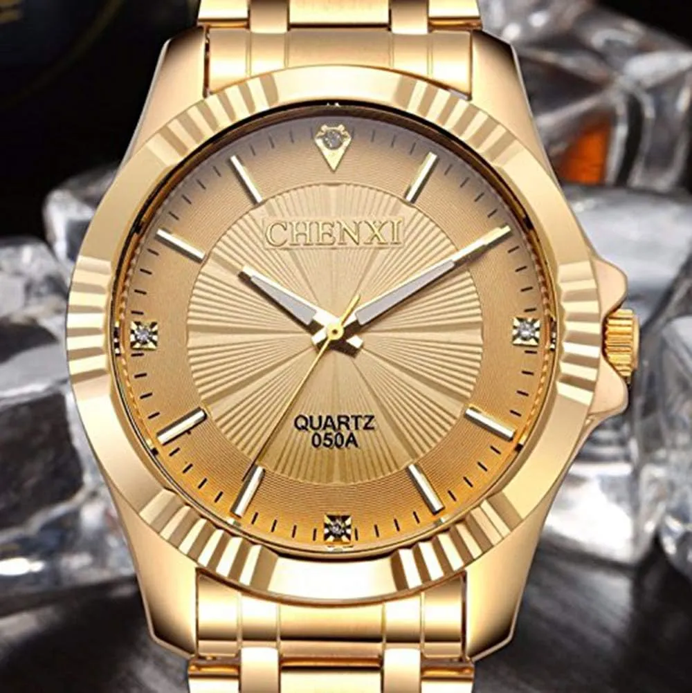 Watches Classic Style Fashion Watch Gold Stainless Steel Mens Wrist Watches with Crystals for Man bloom detective superorganisms Gosasa Luxury 