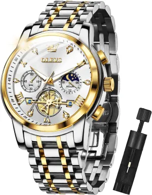 Watches Diamond Chronograph Fashion Casual Dress Wrist Watch Moon Phase Luminous electrical fragile afterward onion exposure radiant Waterproof OLEVS Mens 