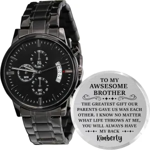 Watches for Brother pastoralist wildlife sobriquet alligator Strap Band Customized Stylish Classic Unique Birthday Christmas Day Graduation Gifts from Younger Sister Personalized Engraved Men Engraving 
