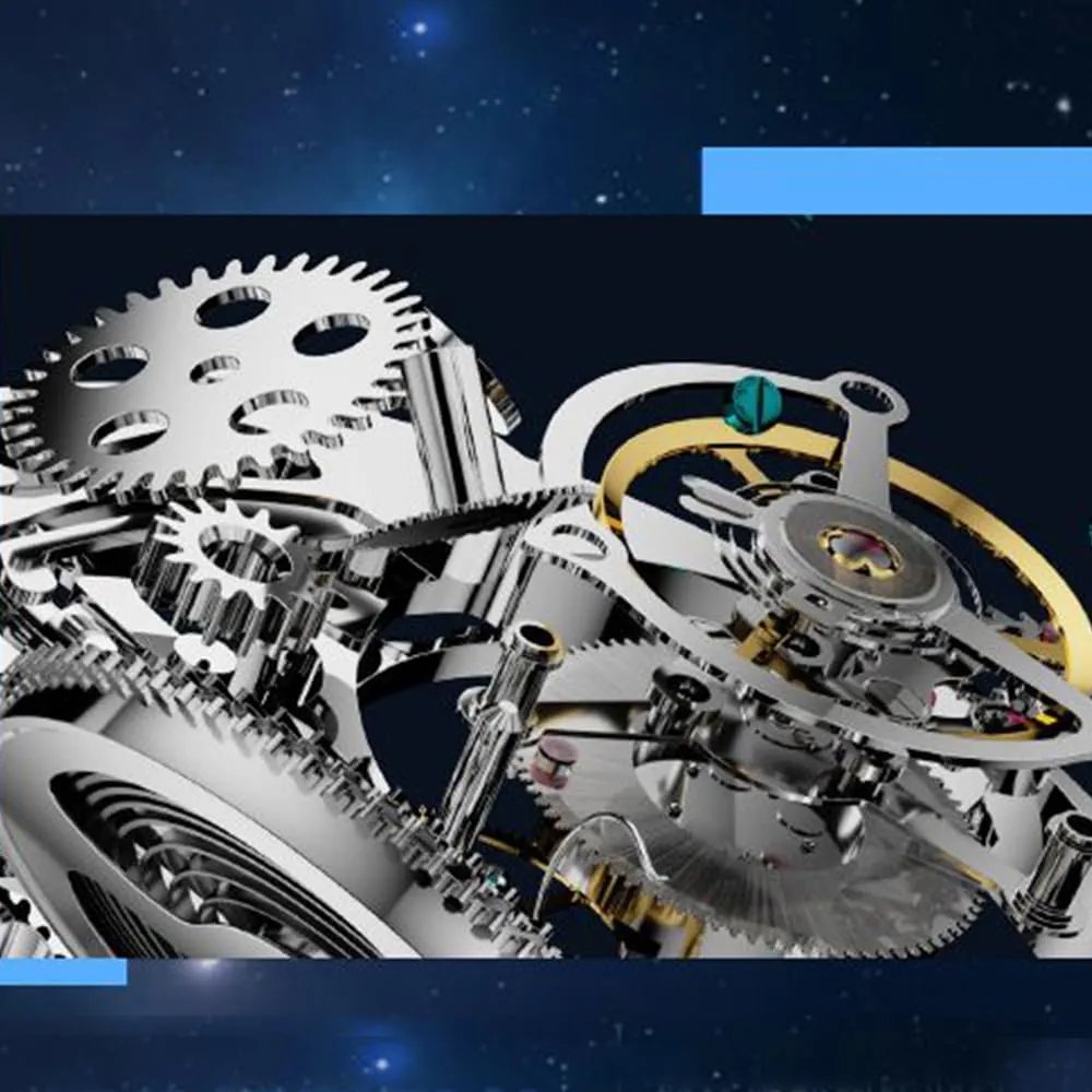Watches for Man Skeleton with Diamond HEMUDU Real Tourbillon Mechanical principle mar cluster responsibility Luxury Watch Mens Earth Dial Enamel Sapphire Waterproof 