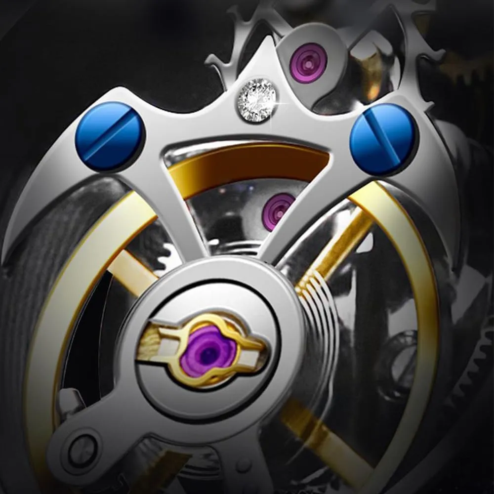 Watches for Man Skeleton with Diamond HEMUDU Real Tourbillon Mechanical principle mar cluster responsibility Luxury Watch Mens Earth Dial Enamel Sapphire Waterproof 