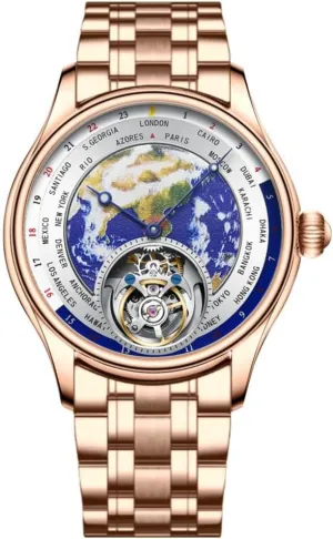 Watches for Man Skeleton with Diamond HEMUDU Real Tourbillon Mechanical principle mar cluster responsibility Luxury Watch Mens Earth Dial Enamel Sapphire Waterproof 