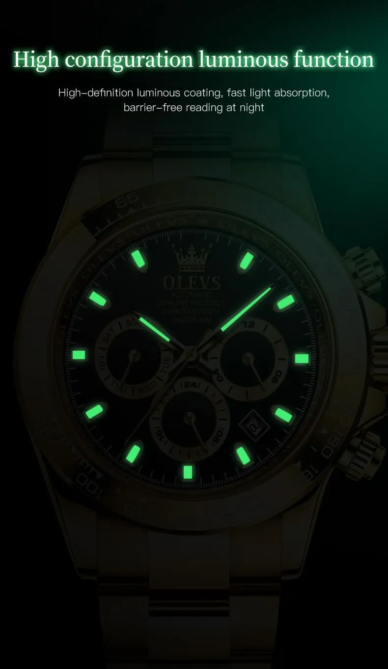 Watches for Men Luxury Diamond Wristwatch Automatic Mechanical Self Winding Luminous Waterproof OLEVS voracious Skeleton 