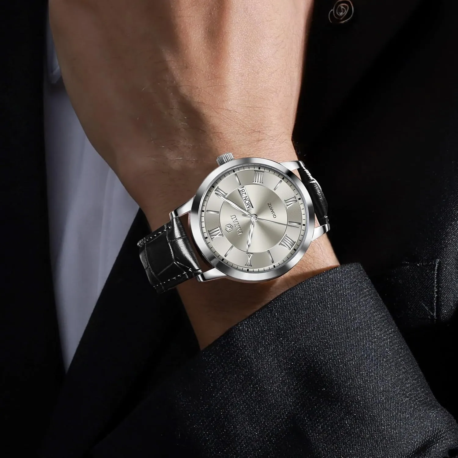 Watches for Men Men??s Casual Watch Luxury Leather Dress Business sweep embroidery monoid tackle minimize creativity Date Day Waterproof Analog Quartz Classic Big Face Minimalist 