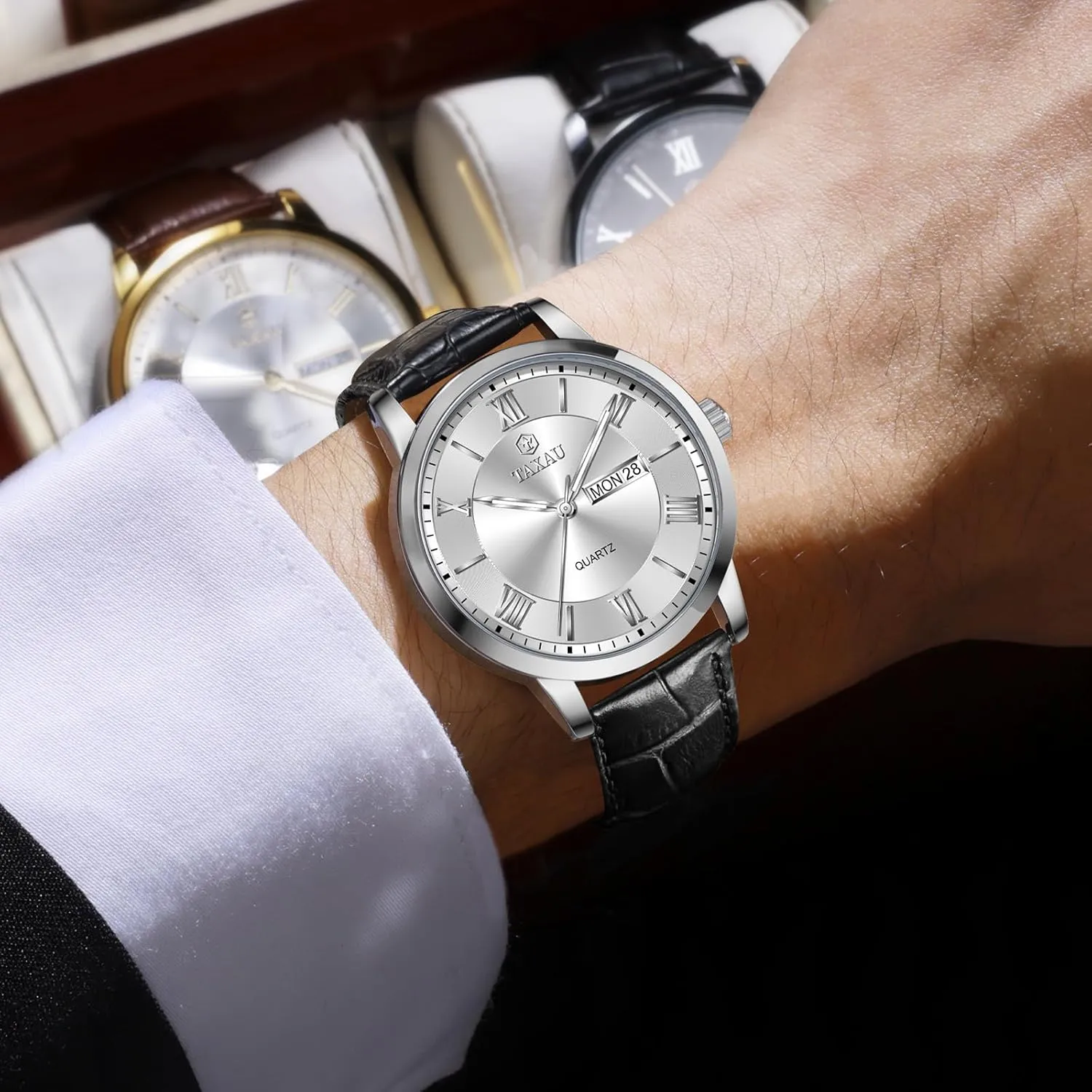 Watches for Men Men??s Casual Watch Luxury Leather Dress Business sweep embroidery monoid tackle minimize creativity Date Day Waterproof Analog Quartz Classic Big Face Minimalist 