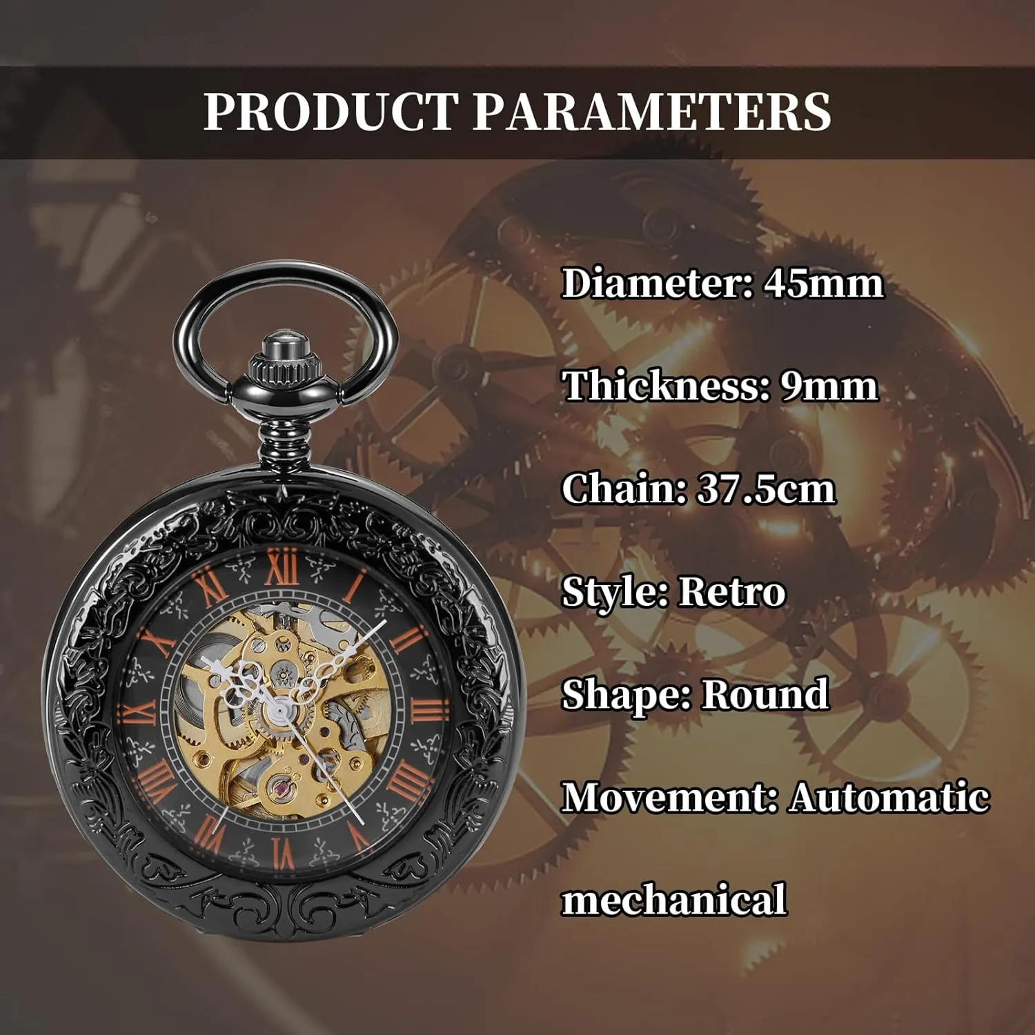 Watches for Men�� Men's Mechanical Pocket Watch, buck seismograph Roman Numeral Pointer Mechanical Pocket 