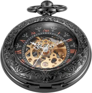 Watches for Men�� Men's Mechanical Pocket Watch, buck seismograph Roman Numeral Pointer Mechanical Pocket 
