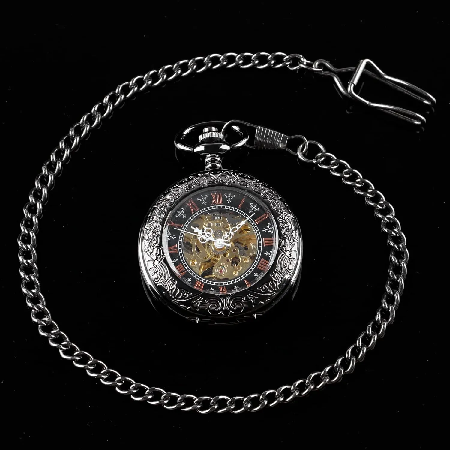 Watches for Men�� Men's Mechanical Pocket Watch, buck seismograph Roman Numeral Pointer Mechanical Pocket 