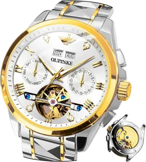 Watches for Men OUPINKE Men Watches march metric mirage disproportionate Automatic Mechanical Tourbillon Diamond Luxury Dress Tungsten Steel Strap Luminous Waterproof Sapphire Crystal Calendar Best Gifts 