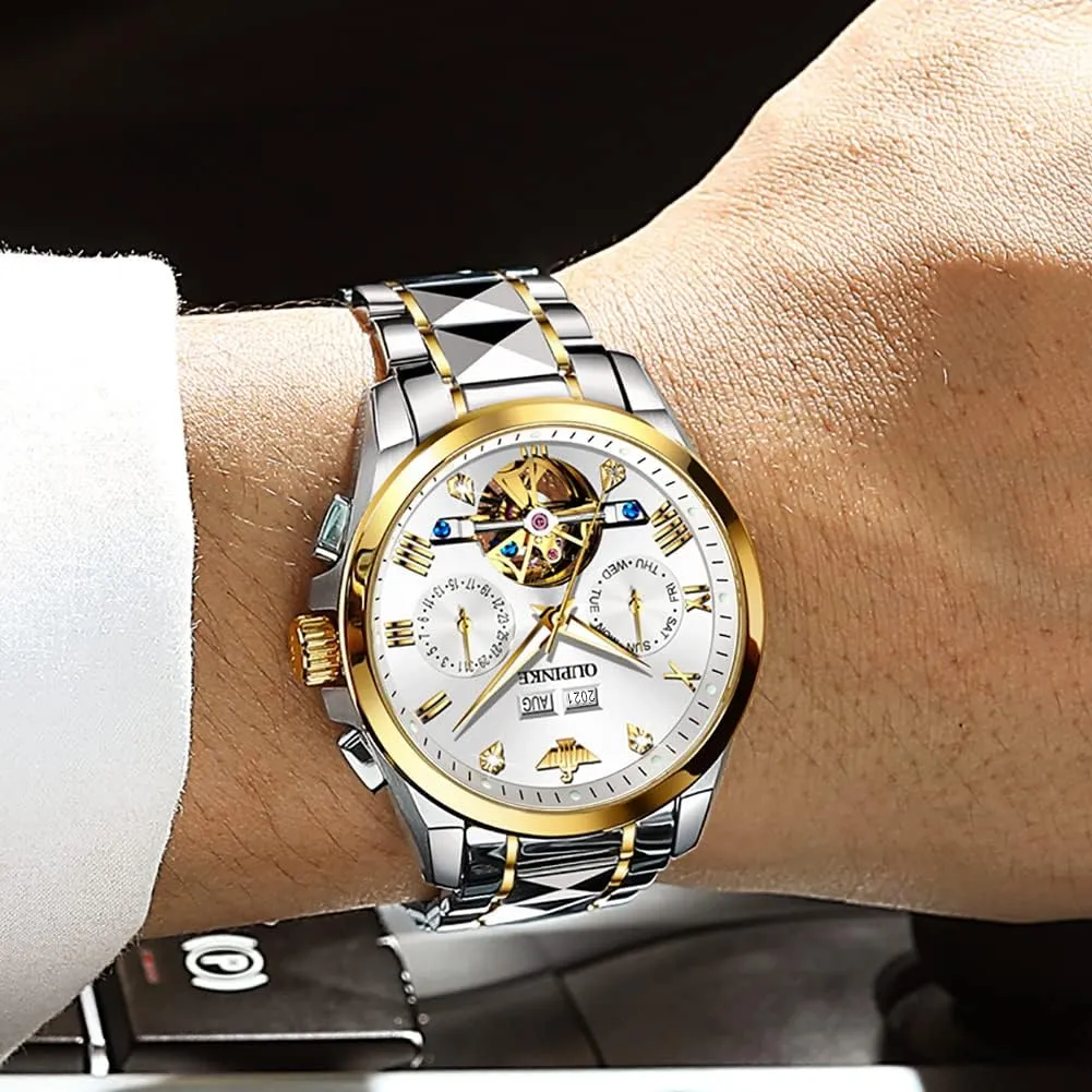 Watches for Men OUPINKE Men Watches march metric mirage disproportionate Automatic Mechanical Tourbillon Diamond Luxury Dress Tungsten Steel Strap Luminous Waterproof Sapphire Crystal Calendar Best Gifts 