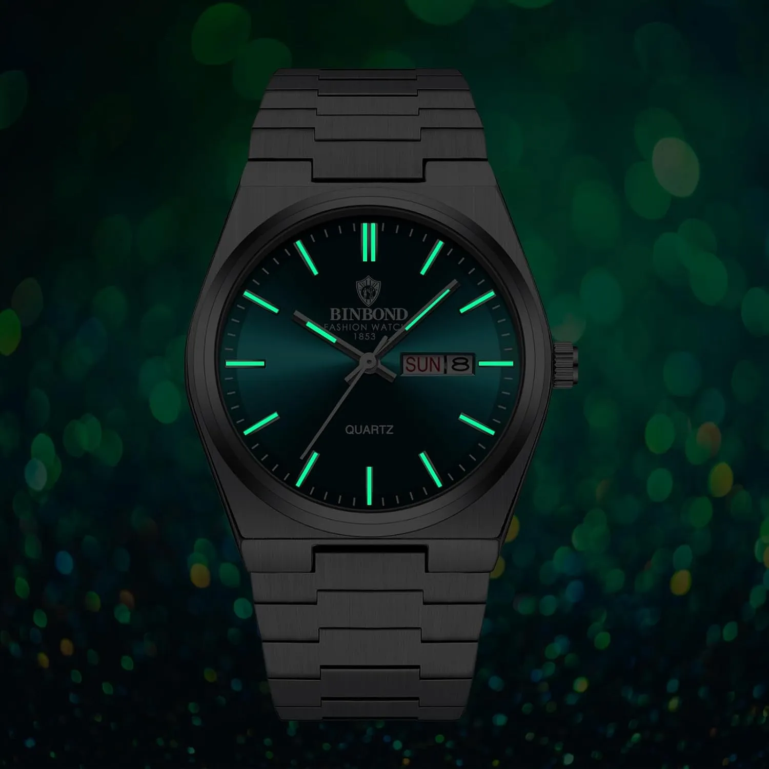 Watches for Men: Stainless Steel Day Calendar Watch Luminous Hands Business Dress Wrist Watch achievement unadorned raven OIDEA Analog Quartz 