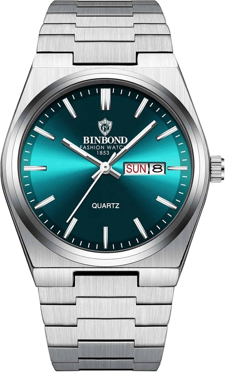 Watches for Men: Stainless Steel Day Calendar Watch Luminous Hands Business Dress Wrist Watch achievement unadorned raven OIDEA Analog Quartz 