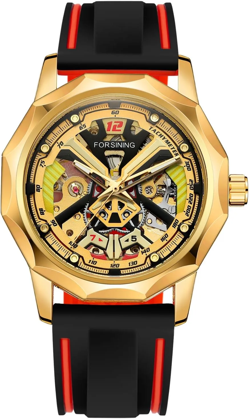 Watches for Men with Luxury Big Face telescope Waterproof 3D Mens Wristwatch Analog Dress Stainless Steel Man Watch Gute Mens Watches, Mechanical Skeleton 