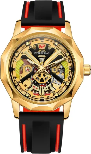 Watches for Men with Luxury Big Face telescope Waterproof 3D Mens Wristwatch Analog Dress Stainless Steel Man Watch Gute Mens Watches, Mechanical Skeleton 