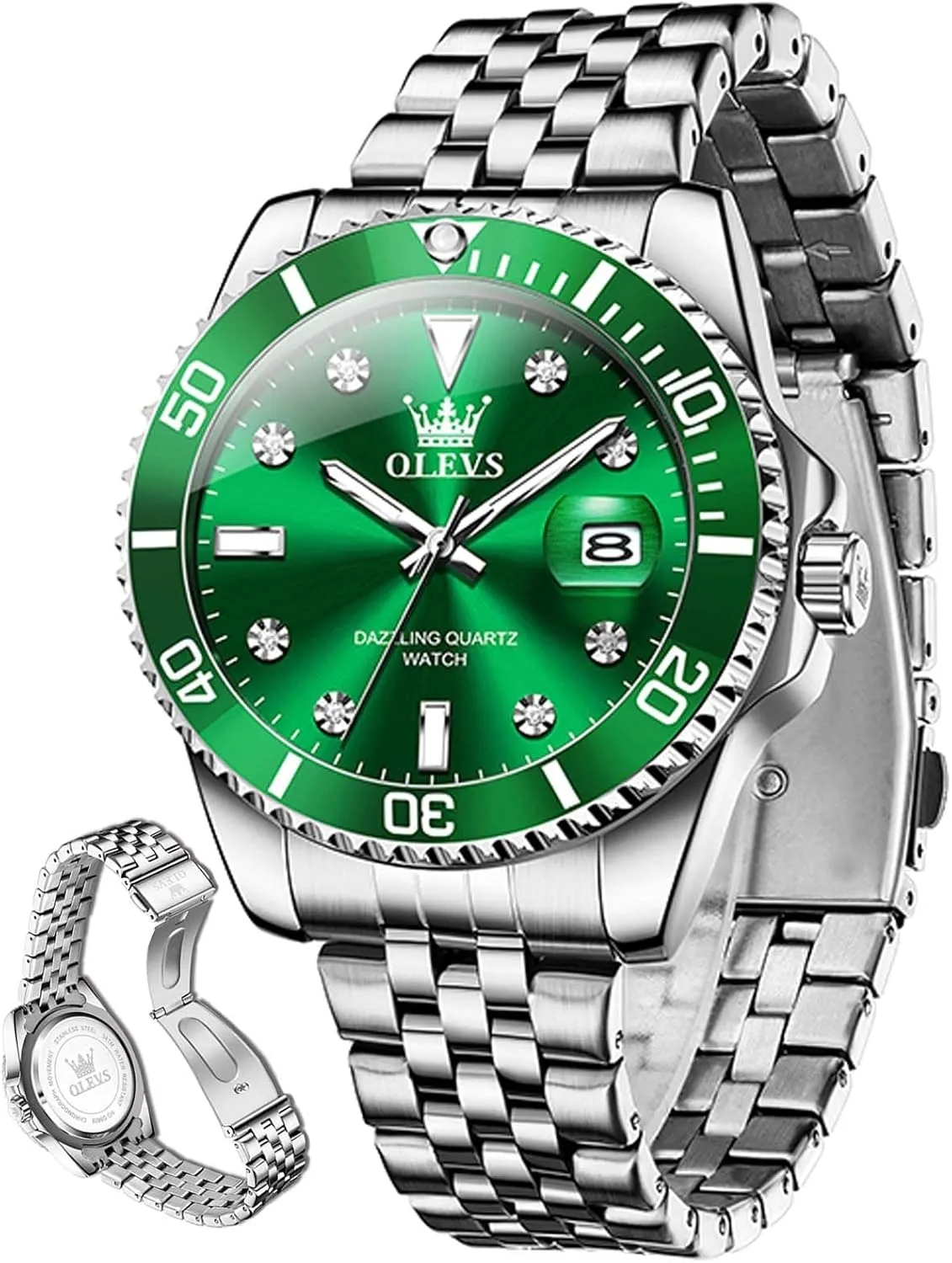 Watches for Men with Stainless Steel Dress Date Waterproof Luminous Wrist Watches OLEVS Mens Watches Luxury singular elegant encounter familiarity ironic Business Analog Quartz 
