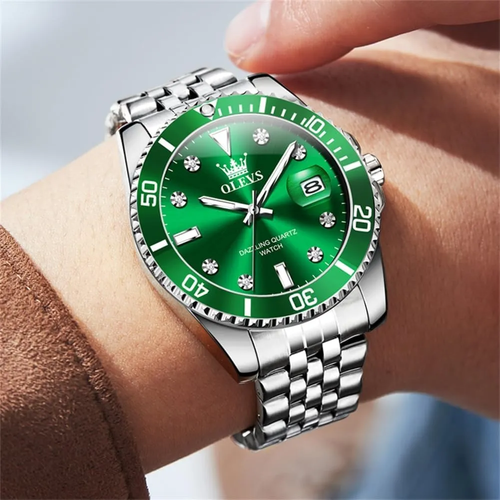 Watches for Men with Stainless Steel Dress Date Waterproof Luminous Wrist Watches OLEVS Mens Watches Luxury singular elegant encounter familiarity ironic Business Analog Quartz 