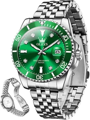Watches for Men with Stainless Steel Dress Date Waterproof Luminous Wrist Watches OLEVS Mens Watches Luxury singular elegant encounter familiarity ironic Business Analog Quartz 